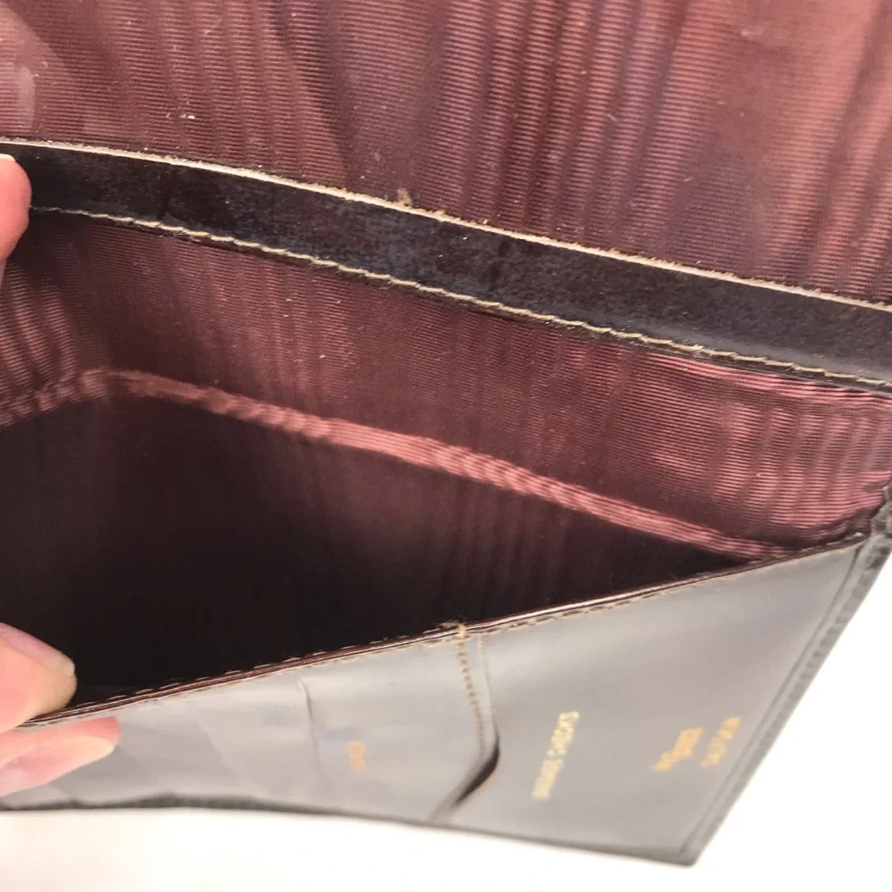 Vintage Bosca Brown Calfskin Leather Travel Wallet Organizer Pencil